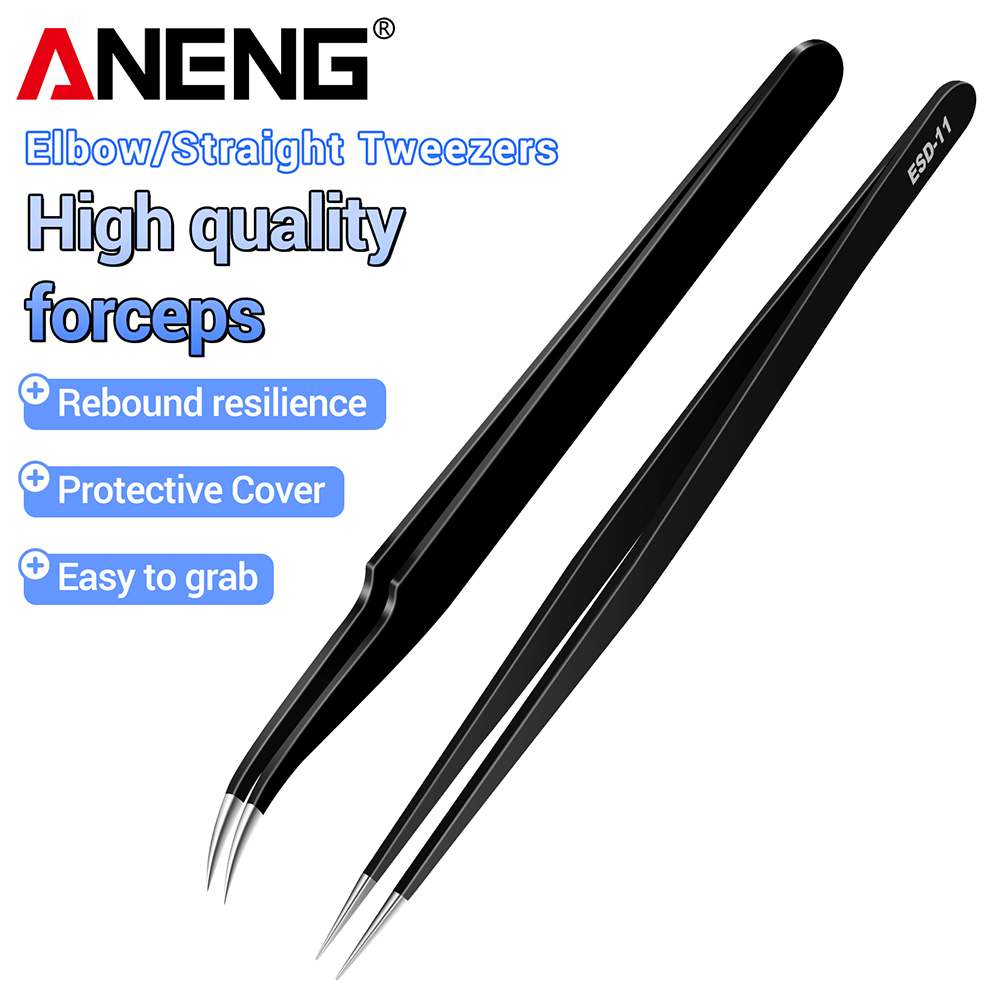 Smd Tweezer Set - Pinça de aço inoxidável ANENG com